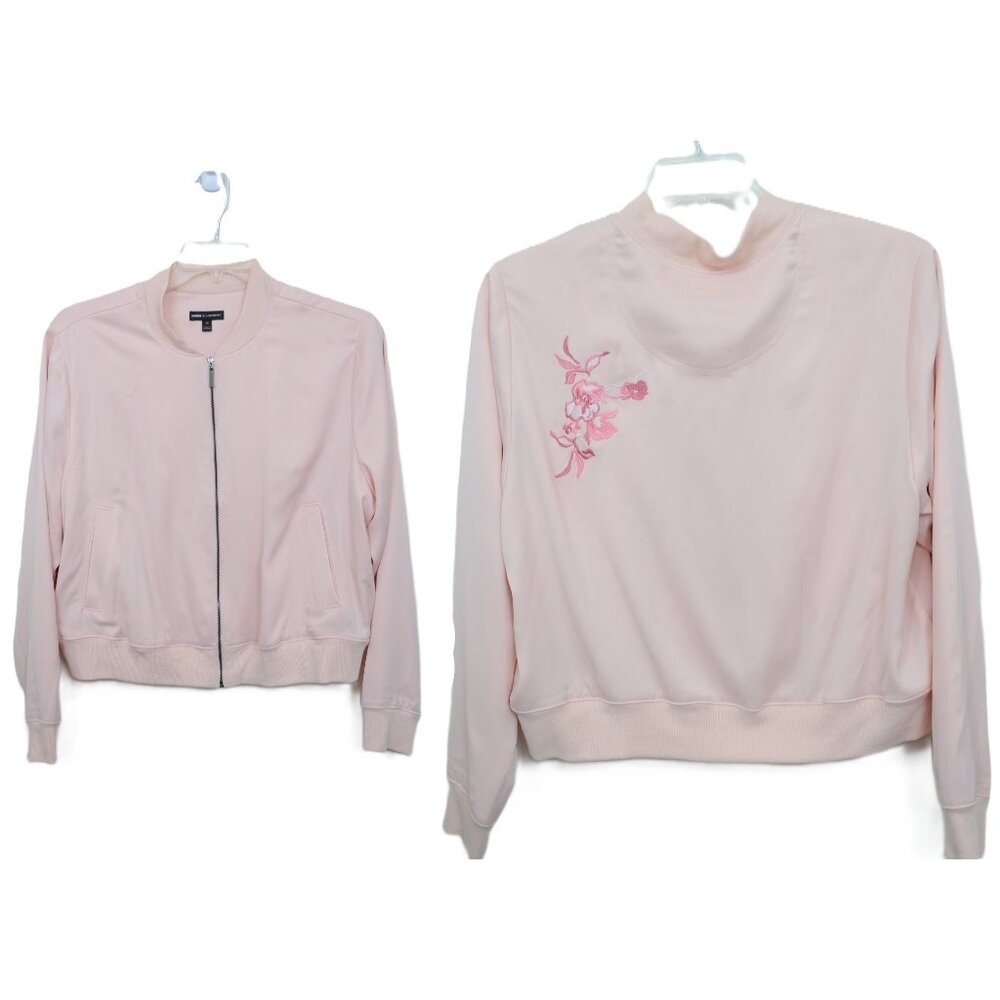 Glamour by Lane Bryant Women's PLUS Size‎ 20 Pink Ladies Jacket Zip Embroidered